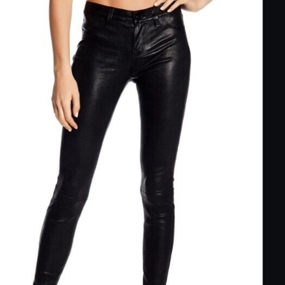 *GENETIC SHYA ZIP LEATHER CIGARETTE PANT COLOR NAVY/BLACK SZ 28 NEW WITH DEFECT - Picture 3 of 16